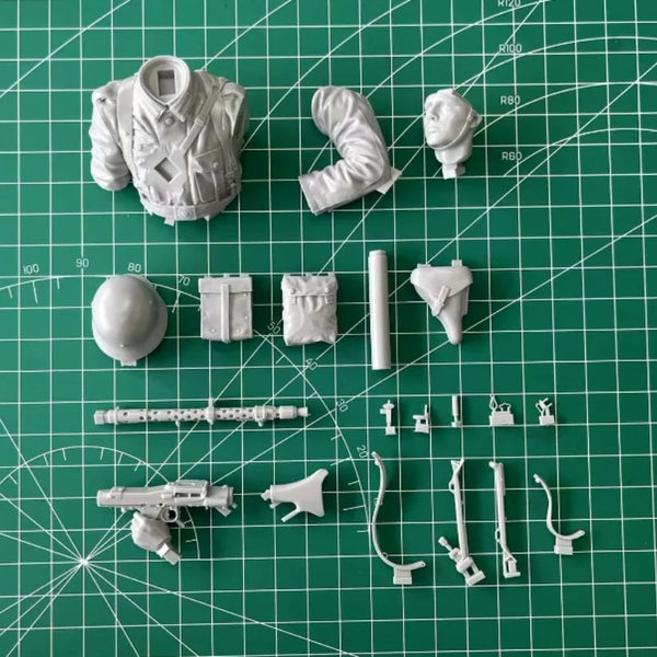 1/10 WWII German MG34 Gunner, Resin Model Figure Kit, Unassembled and Unpainted