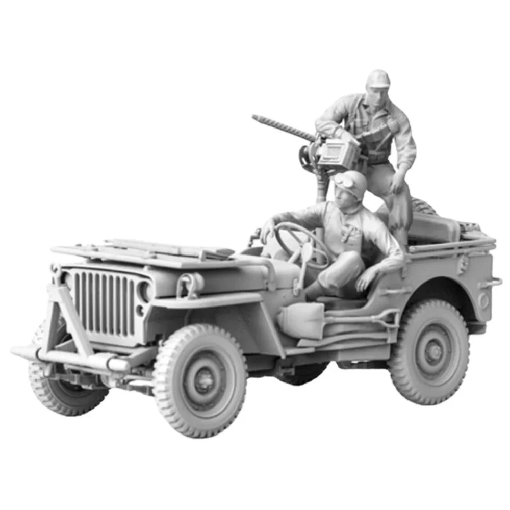 1/35 WWII US Fighter Pilot Crouching, Resin Model Figure Kit, Unassembled and Unpainted