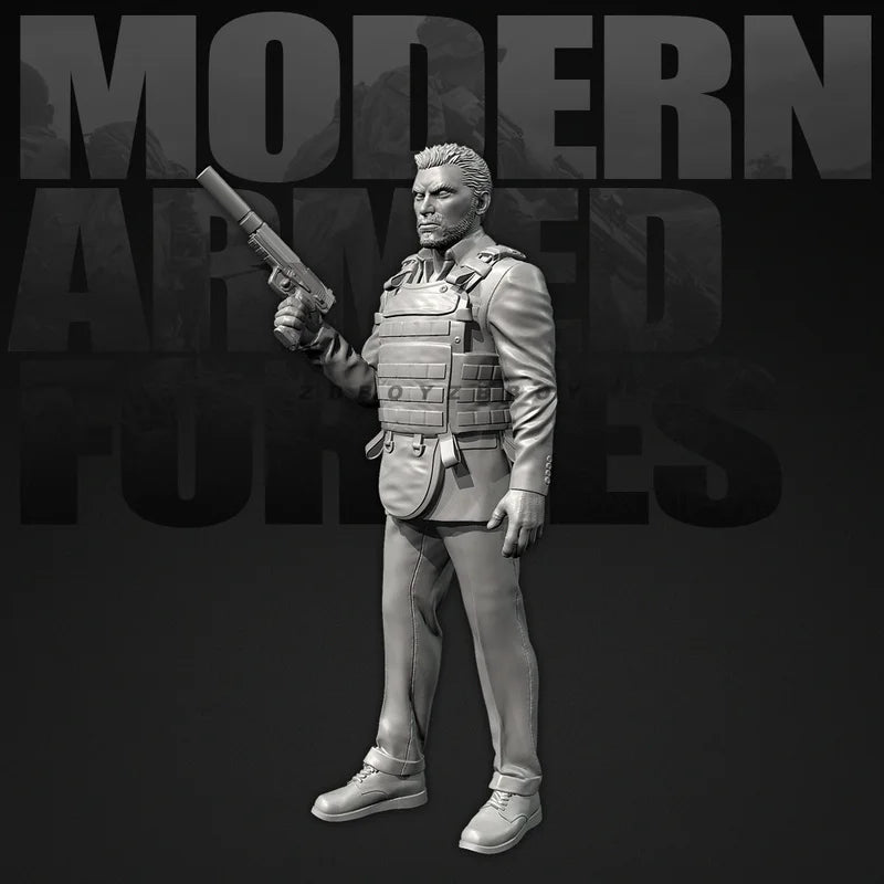 50mm Modern Soldier with Rifle and Plate Carrier, Resin Model Figure Kit, Unassembled and Unpainted