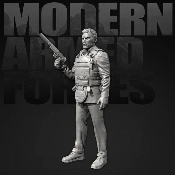 50mm Modern Soldier with Rifle and Plate Carrier, Resin Model Figure Kit, Unassembled and Unpainted