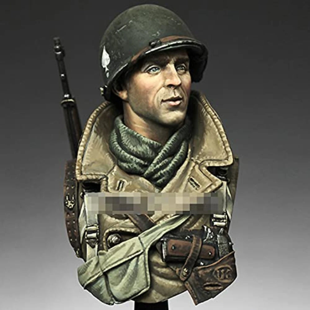 1/10 WWII US 101st Airborne Infantryman with Rifle, Resin Model Bust Kit, Unassembled and Unpainted