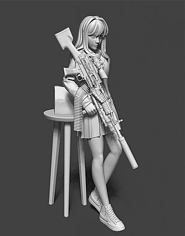 1/16 Female Soldier, Resin Model Figure Kit, Anime Theme, Unassembled and Unpainted