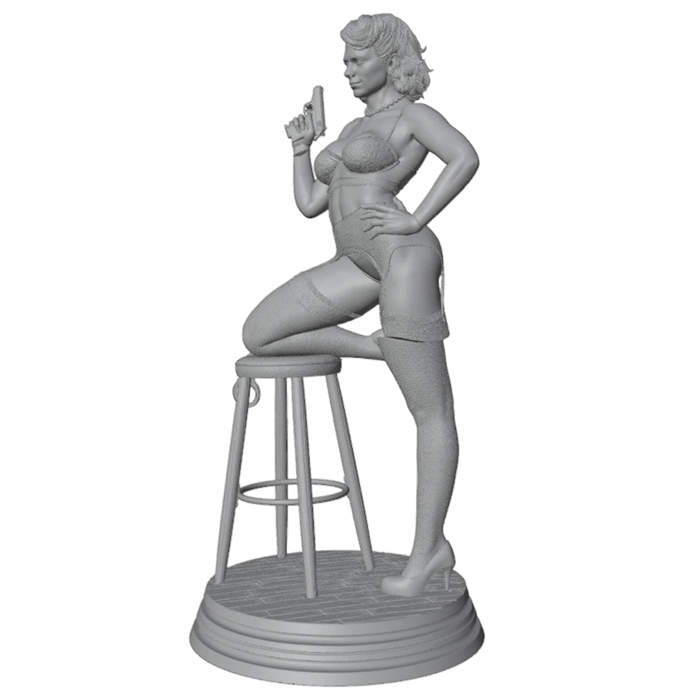 1/24 Armed Pin-up, Resin Model Figure Kit, Unassembled and Unpainted