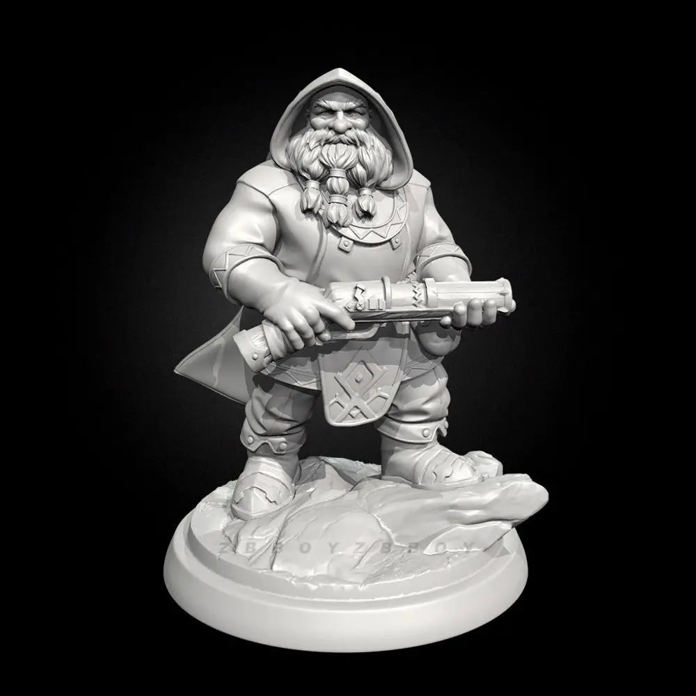 50mm Dwarf Artillerman, Resin Model Figure Kit, Fantasy Theme, Unassembled and Unpainted