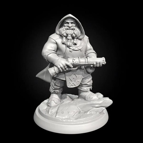 50mm Dwarf Artillerman, Resin Model Figure Kit, Fantasy Theme, Unassembled and Unpainted
