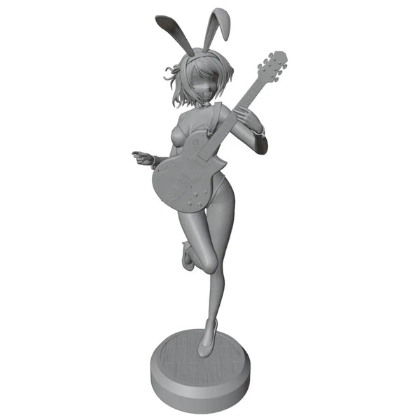 75mm Anime Bunny Girl with Guitar, Resin Model Figure Kit, Unassembled and Unpainted