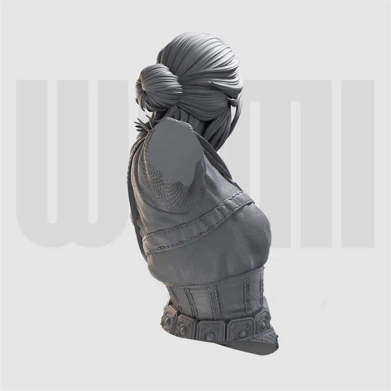 1/10 Female Soldier with Ornamental Belt, Resin Model Bust Kit, Fantasy Theme, Unassembled and Unpainted