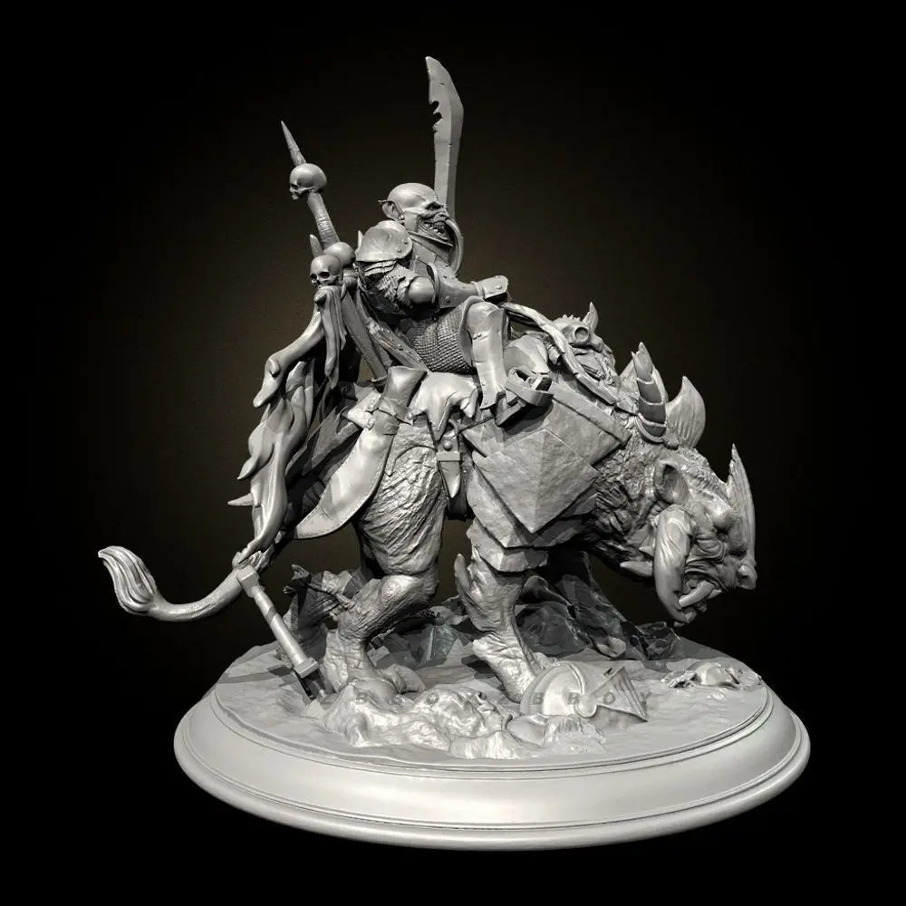 75mm Orc Cavalry Warrior, Resin Model Figure Kit, Fantasy Theme, Unassembled and Unpainted