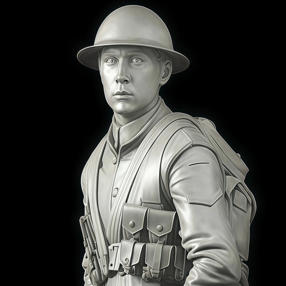 1/16 WWI British Infantryman with Fixed Bayonet, Resin Model Figure Kit, Unassembled and Unpainted