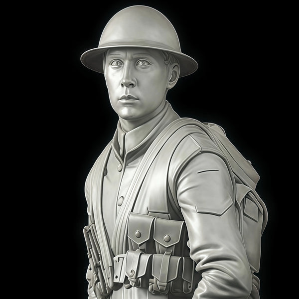 1/16 WWI British Infantryman with Fixed Bayonet, Resin Model Figure Kit, Unassembled and Unpainted