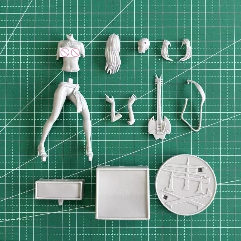 1/24 Female Rock Guitarist, Resin Model Figure Kit, Unassembled and Unpainted