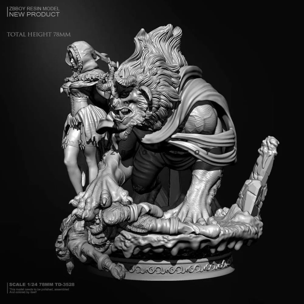 78mm Beauty and the Beast, 2 Figures, Resin Model Diorama Kit, Fantasy Theme, Unassembled and Unpainted