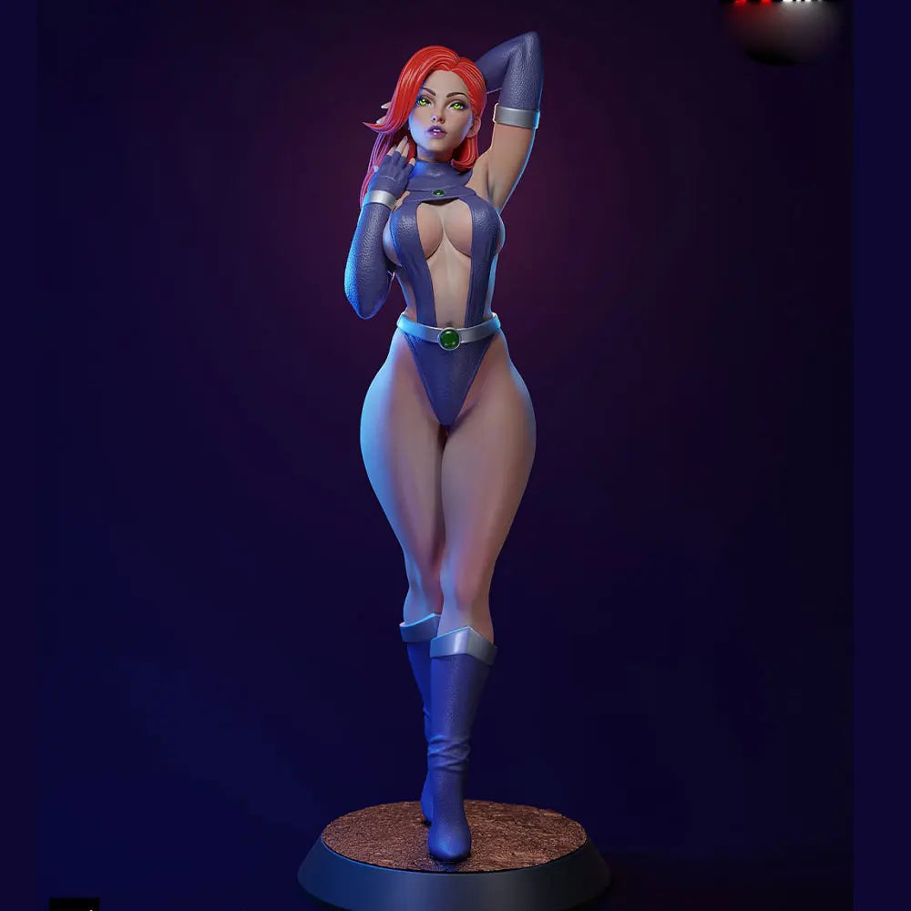 1/24 Redhead Pin-Up in Blue Bodysuit, Resin Model Figure Kit, Unassembled and Unpainted