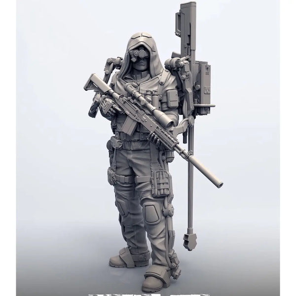 1/35 Sniper Soldier, Resin Model Figure Kit, Sci-Fi Theme, Unassembled and Unpainted
