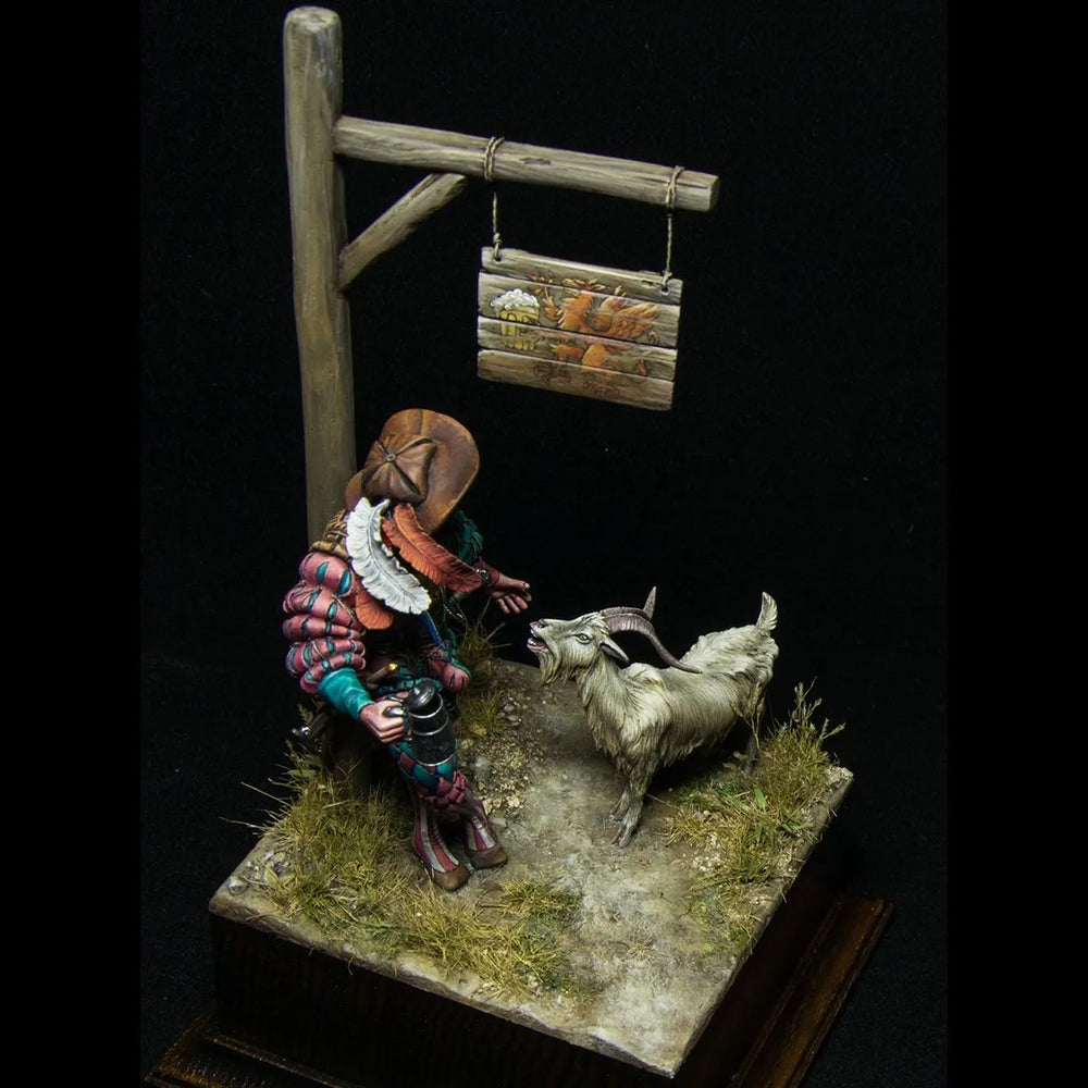 75mm Mercenary Battle, Resin Model Diorama Kit, Fantasy Theme, Unassembled and Unpainted