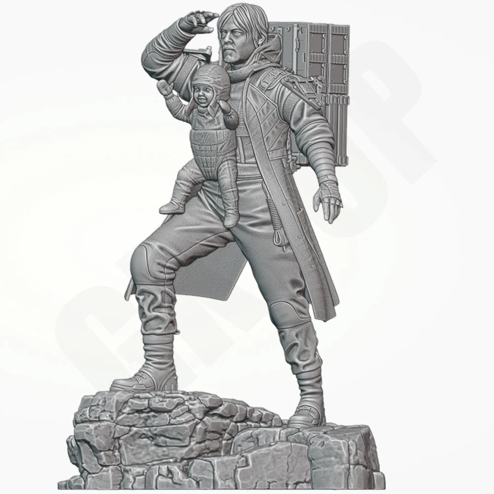 1/24 Modern Post-Apocalyptic Survivor & Child, 2 Figures, Resin Model Figure Kit, Unassembled and Unpainted