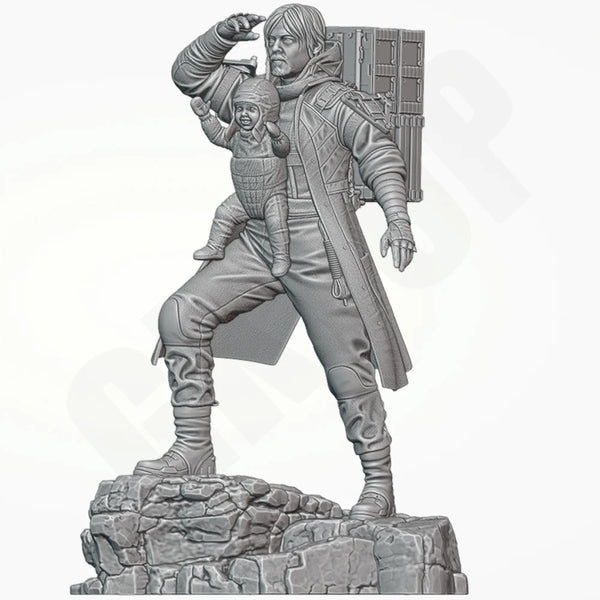 1/24 Modern Post-Apocalyptic Survivor & Child, 2 Figures, Resin Model Figure Kit, Unassembled and Unpainted