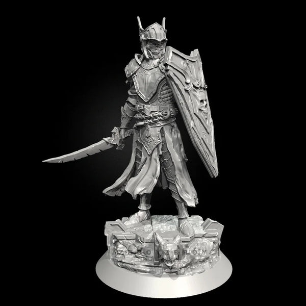 75mm Winged Horned Warrior with Dual Swords, Resin Model Figure Kit, Fantasy Theme, Unassembled and Unpainted