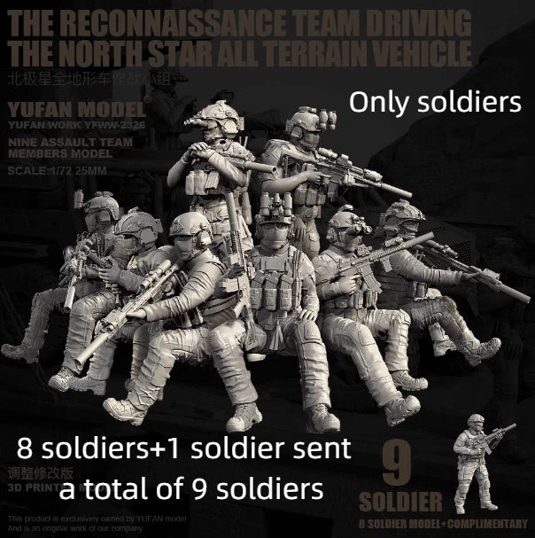 1/72 Modern Reconnaissance Patrol Team, 4 Figures, Resin Model Diorama Kit, Unassembled and Unpainted