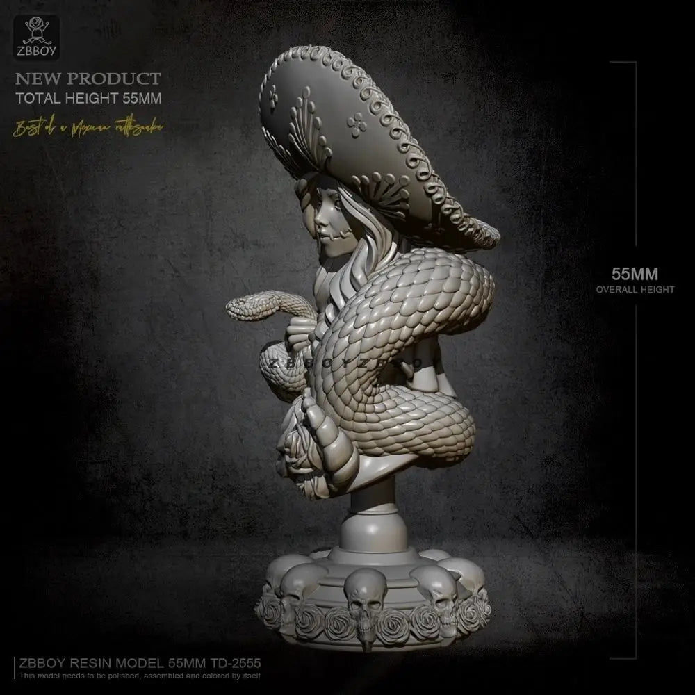 55mm Snake Woman, Resin Model Bust Kit, Fantasy Theme, Unassembled and Unpainted