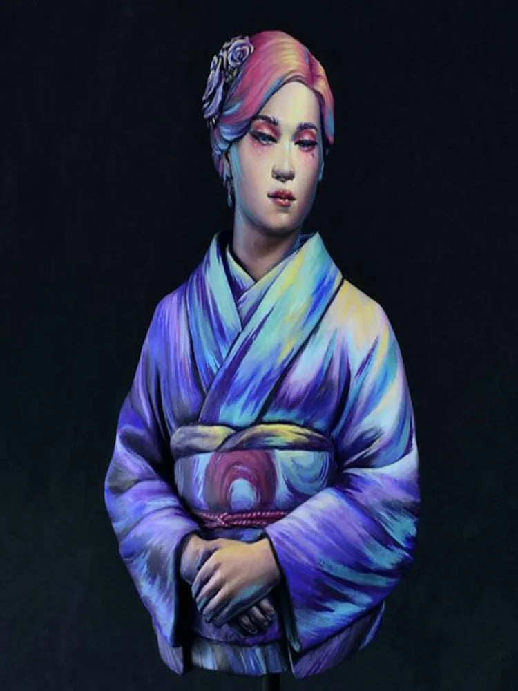 Ancient Japanese Woman in Kimono with Tea Bowl, Resin Model Figure Kit, Unassembled and Unpainted