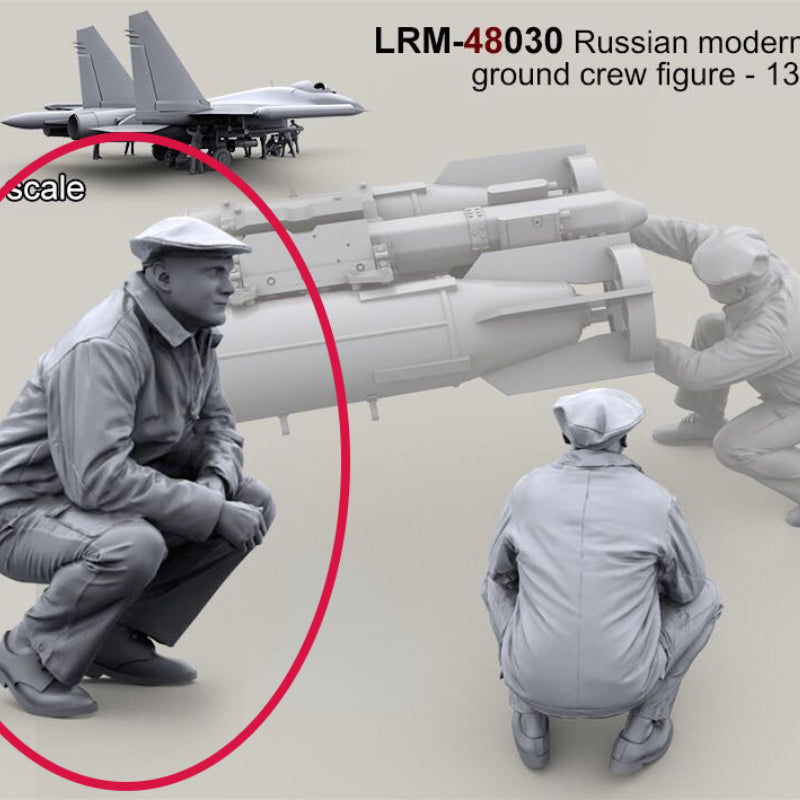 1/48 Modern Russian Air Force Ground Crew, 3 Figures, Resin Model Figure Kit, Unassembled and Unpainted