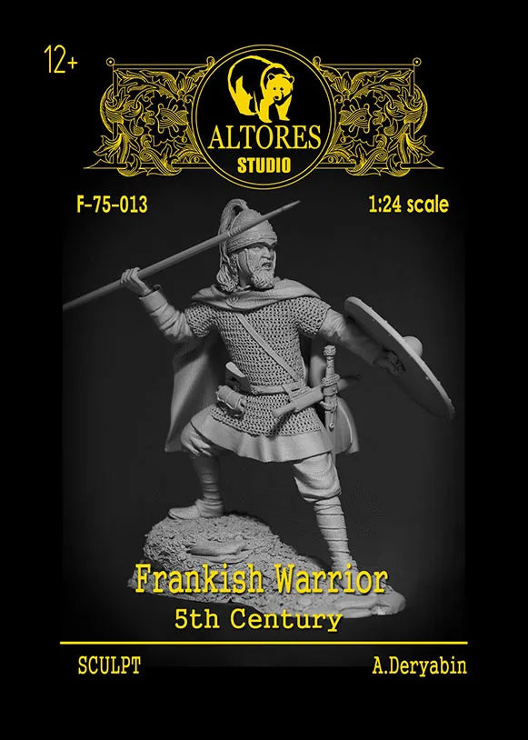1/24 Medieval Frankish Warrior, Resin Model Figure Kit, Unassembled and Unpainted