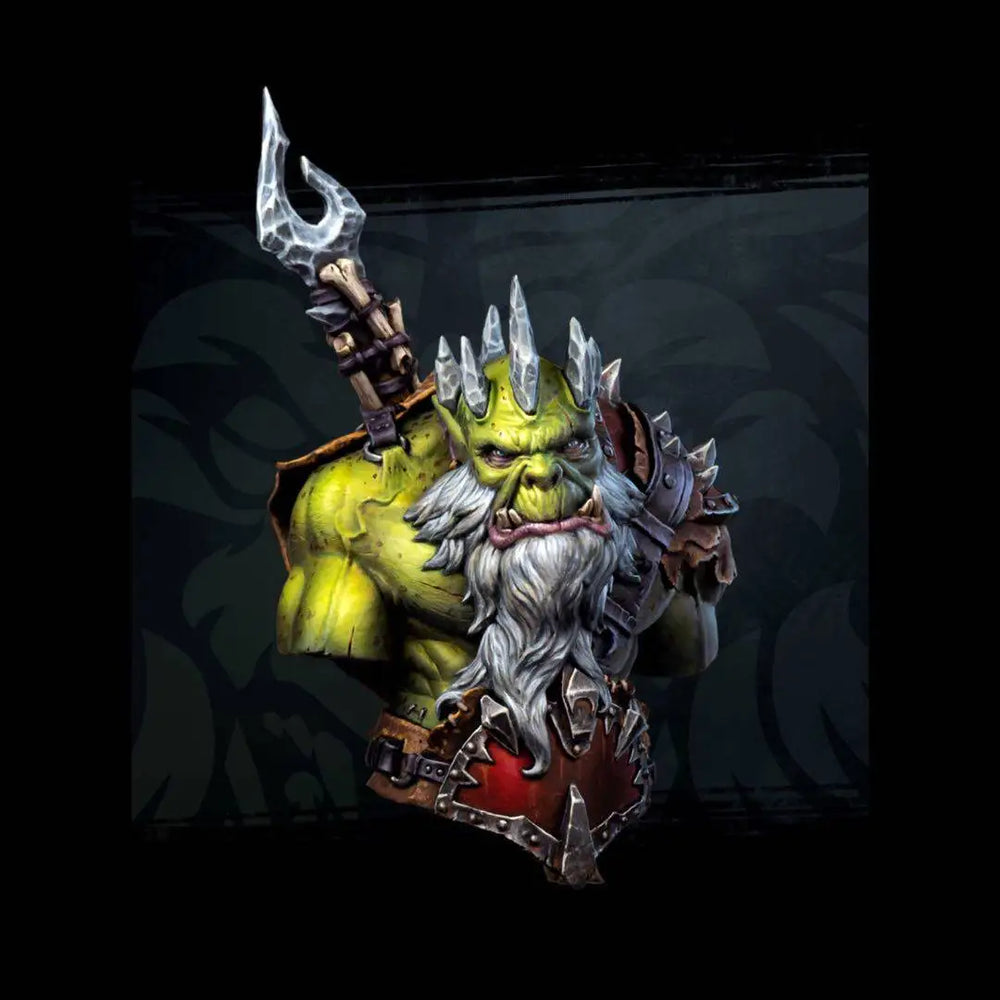 1/10 Orc Warlord with Spiked Crown, Resin Model Bust Kit, Fantasy Theme, Unassembled and Unpainted