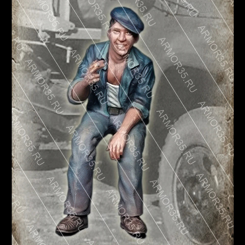 1/35 Modern Civilian in Flat Cap Pointing, Resin Model Figure Kit, Unassembled and Unpainted