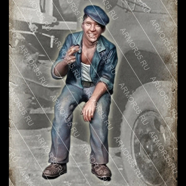 1/35 Modern Civilian in Flat Cap Pointing, Resin Model Figure Kit, Unassembled and Unpainted