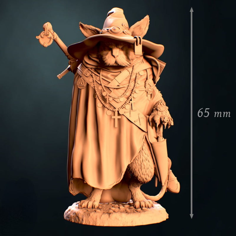 65mm Cat Warrior, Resin Model Figure Kit, Fantasy Theme, Unassembled and Unpainted