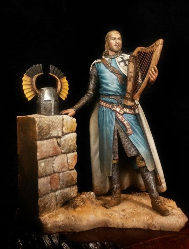 1/24 Ancient Celtic Bard Warrior with Large Harp, Resin Model Figure Kit, Unassembled and Unpainted