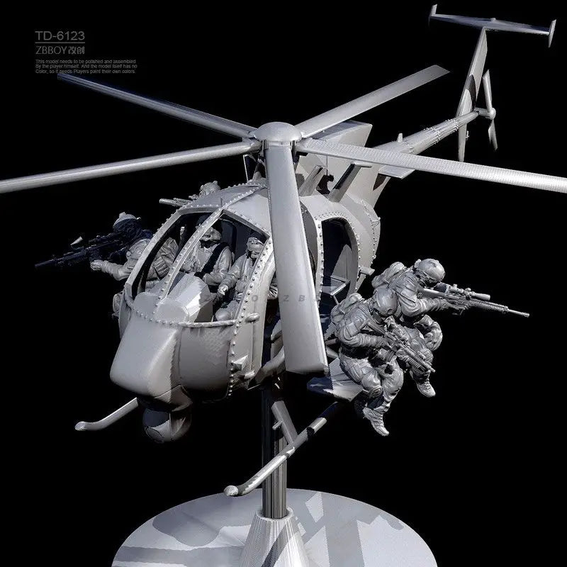 50mm Modern Special Operations Helicopter, 8 Figures, Resin Model Vehicle Kit, Unassembled and Unpainted