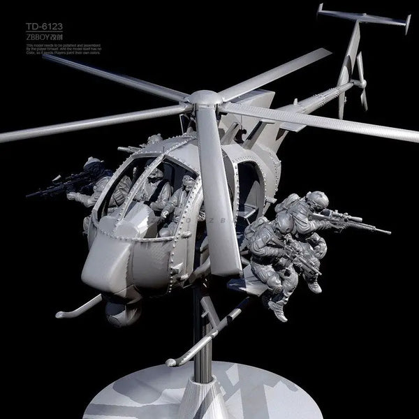 50mm Modern Special Operations Helicopter, 8 Figures, Resin Model Vehicle Kit, Unassembled and Unpainted