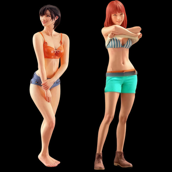 1/20 Pin-up Female Models, 2 Figures, Resin Model Figure Kit, Unassembled and Unpainted