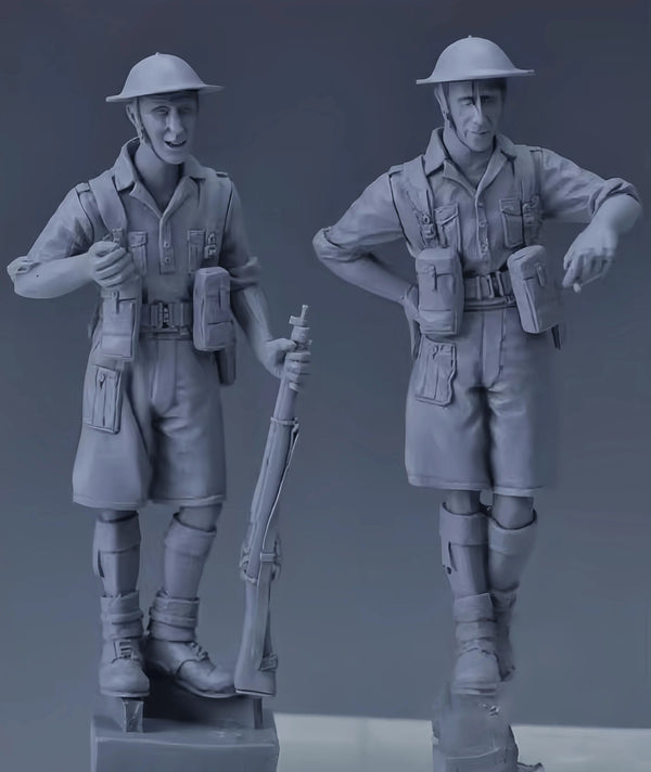 1/35 WWI Infantry 8th Army Group, 2 Figures, Resin Model Figure Kit, Unassembled and Unpainted