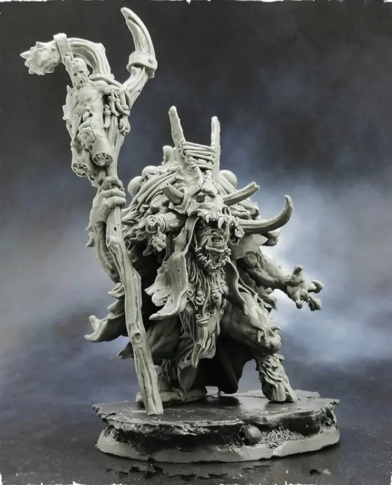 55mm Shaman Minotaur, Resin Model Figure Kit, Fantasy Theme, Unassembled and Unpainted