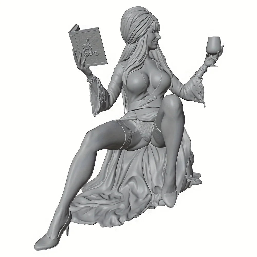 75mm Woman with Books, Resin Model Figure Kit, Fantasy Theme, Unassembled and Unpainted