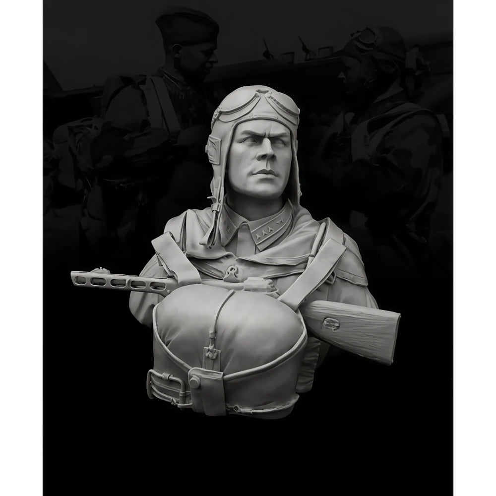 1/10 Cold War Soviet Paratrooper, Resin Model Bust Kit, Unassembled and Unpainted