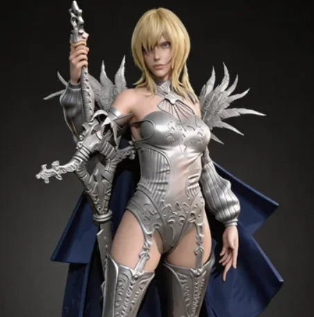 75mm Warrior with Spiked Pauldrons and Spear, Resin Model Figure Kit, Fantasy Theme, Unassembled and Unpainted