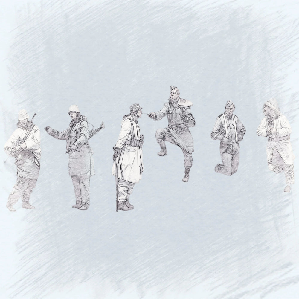 1/35 WWII Allied Combat Squad, 6 Figures, Resin Model Figure Kit, Unassembled and Unpainted
