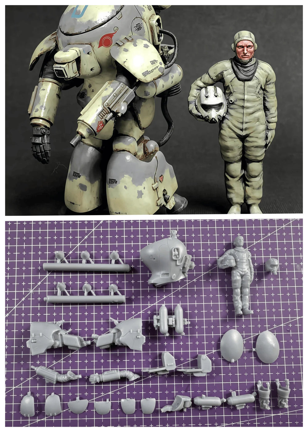 1/35 Maschinen Krieger Mecha Suit, 3 Figures, Resin Model Vehicle Kit, Sci-Fi Theme, Unassembled and Unpainted