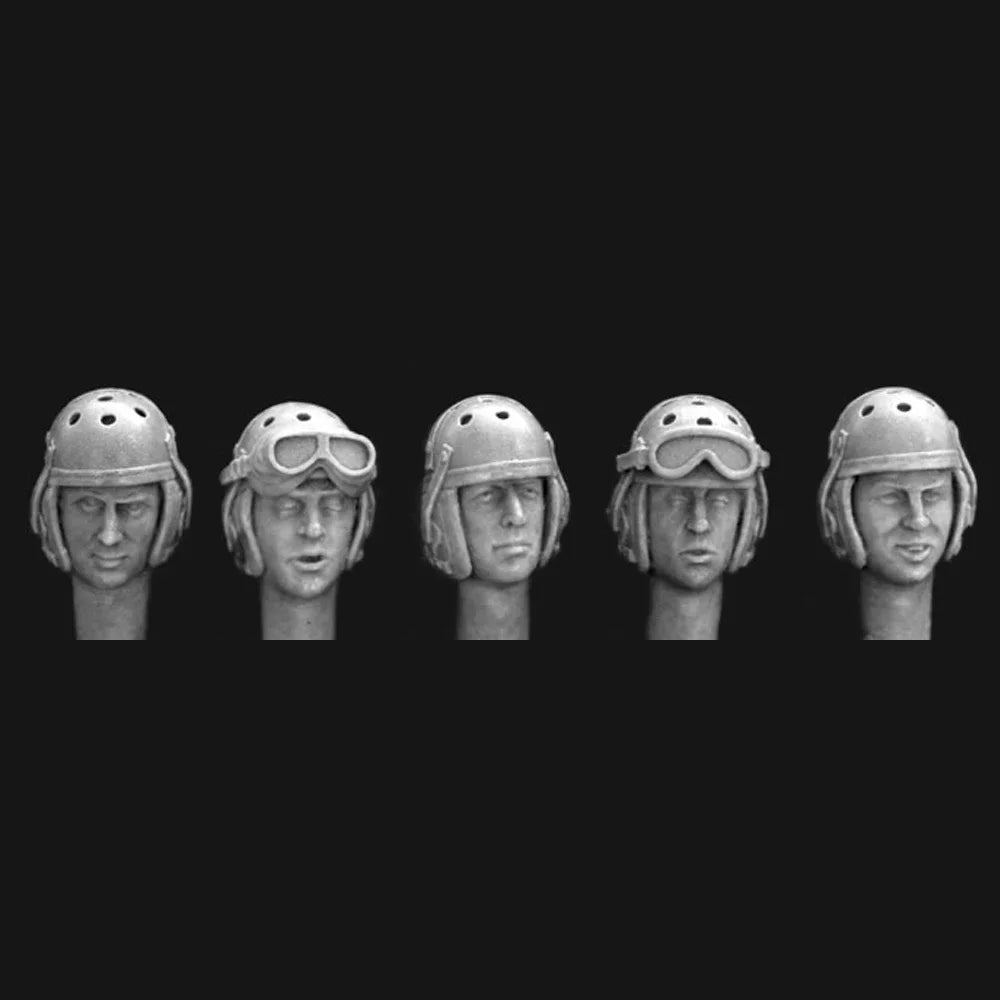 1/35 WWII US Tank Crew, 5 Figures, Resin Model Bust Kit, Unassembled and Unpainted