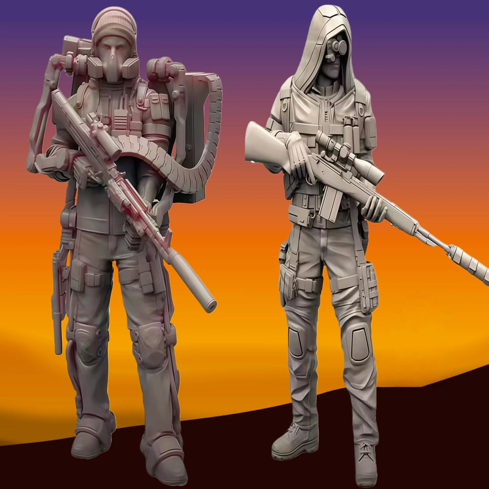 1/35 Tactical Warriors, 2 Figures, Resin Model Figure Kit, Sci-Fi Theme, Unassembled and Unpainted