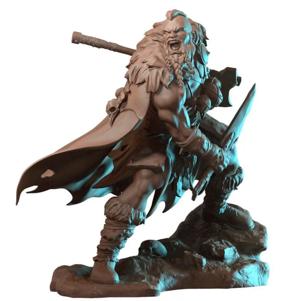 1/24 Barbarian Warrior with Mystical Effects, Resin Model Figure Kit, Fantasy Theme, Unassembled and Unpainted