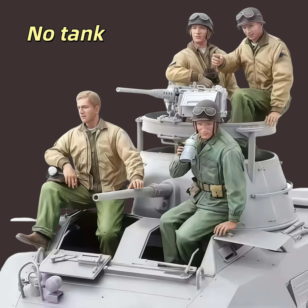 1/16 WWII German Luftwaffe Pilot Crew with Goggles, 4 Figures, Resin Model Figure Kit, Unassembled and Unpainted