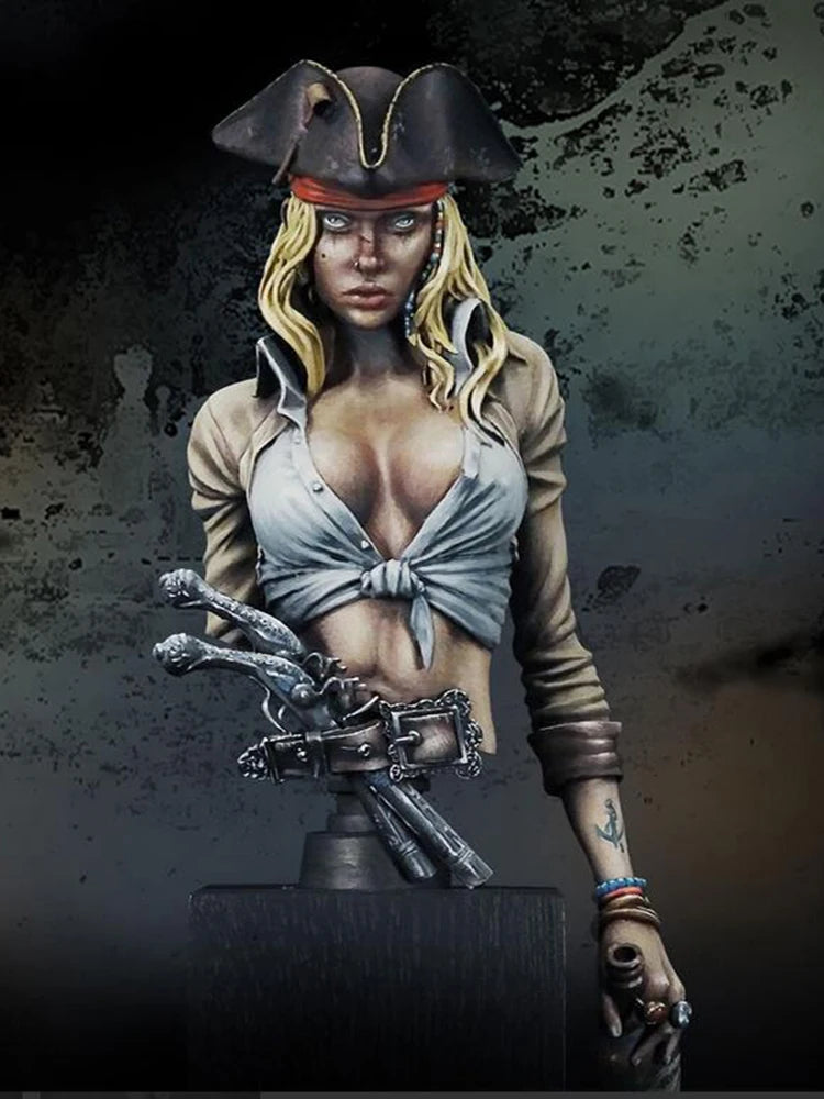 1/10 Female Pirate Privateer, Resin Model Bust Kit, Unassembled and Unpainted