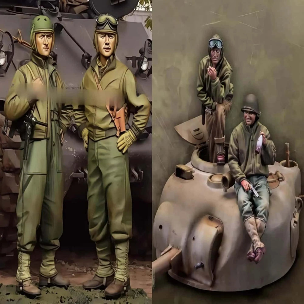 1/35 WWII Tank Crew, 4 Figures, Resin Model Figure Kit, Unassembled and Unpainted
