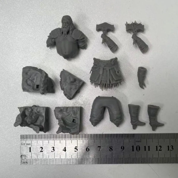 75mm Medieval Red-Bearded Barbarian with Twin Axes and Pauldrons, Resin Model Figure Kit, Unassembled and Unpainted