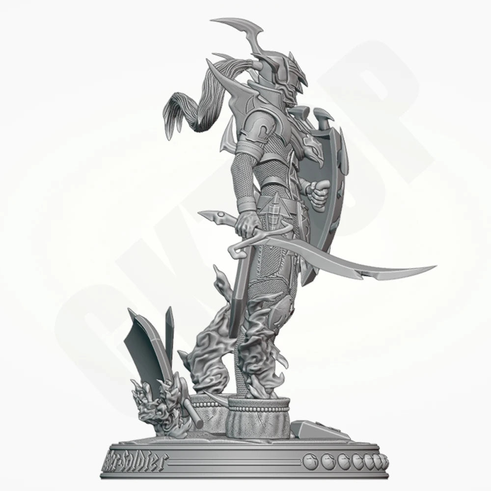 1/24 Horned Demon in Ornate Armor, Resin Model Figure Kit, Fantasy Theme, Unassembled and Unpainted